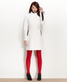 Via Spiga offsets crisp tailoring with sleek faux-leather trim. It's a sophisticated way to add edge to a classic silhouette. Via Spiga offsets crisp tailoring with sleek faux-leather trim. It's a sophisticated way to add edge to a classic silhouette.