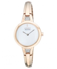 Finish off your new look with this ladylike timepiece from Citizen. Built with Eco-Drive, harnessing natural and artificial light, never needing a battery.