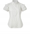 With its sweet round collar and playful puffed sleeves, Valentino R.E.D.s ladybug print blouse is a fun way to dress up your chic daytime looks - Round collar, puffed short sleeve with smocked shoulders, button-down front, shirttail hemline - Tailored fit - Wear with a flouncy skirt and bright leather ballerinas