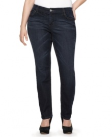 Look like a ten in Seven7 Jeans' plus size skinny jeans, finished by a sleek dark wash. (Clearance)