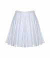 Sweet summer skirt made of fine white cotton - Narrow waistband, side zipper and flattering length - Side mesh elements - Decorative folds and perforated top - Flowing silhouette - Perfect for daytime, garden parties or at the beach club - Style with flat sandals and pastel blouse for romantic look