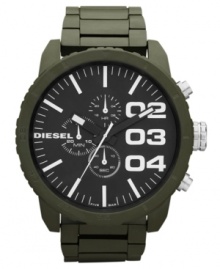 Go big or go home with this boldly colored chronograph watch from the always-rugged Diesel. Go big or go home with this boldly colored chronograph watch from the always-rugged Diesel.