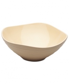 With the look of hand-thrown pottery in hard-wearing stoneware, the Swirl square vegetable bowl from Mikasa enhances casual meals with fuss-free elegance. A matte finish with glazed accents adds stylish distinction to a serene tan hue. With the look of hand-thrown pottery in hard-wearing stoneware, the Swirl square vegetable bowl from Mikasa enhances casual meals with fuss-free elegance. A matte finish with glazed accents adds stylish distinction to a serene tan hue.