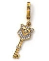 Juicy Couture pave key charm. A gold-plated brass key-shaped charm with crystal details. Clasp closure to attach charm to your favorite necklace or bracelet.