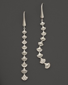 Brilliant diamonds accent abstract fishscales in India Hicks' sterling silver drop earrings. Brilliant diamonds accent abstract fishscales in India Hicks' sterling silver drop earrings.