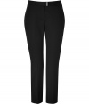 Classic and trend-right style merge with these sophisticated cropped trousers from Mulberry - Flat front with buckle detail, on-seam pockets, back welt pockets, slim fit, cropped - Style with a sheer silk blouse, boyfriend blazer, and platform pumps