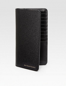 A concealed interior zip pocket lends added versatility to this textured leather accessory, finished with signature logo lettering detail.Eighteen card slots text here Interior zip walletLeather8W x 4HMade in Italy A concealed interior zip pocket lends added versatility to this textured leather accessory, finished with signature logo lettering detail.Eighteen card slots text here Interior zip walletLeather8W x 4HMade in Italy