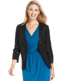 Sparkle and shine in Charter Club's sequined blazer. It adds instant glamor to dresses or separates.