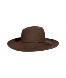 Ultra-luxe chocolate wide brim wool hat from Rag & Bone - Channel the 1970s trend in this chic wool hatExtra wide brim and cute tie detail - Pair with an ethnic-inspired poncho, skinny jeans, and flat fringe boots - Wear with a floral maxi-dress and a boyfriend cardigan