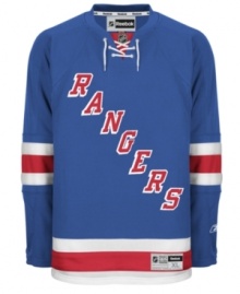 Few franchises have ever reached the rarefied air of the New York Rangers. Pay a sweet tribute to a true icon of the National Hockey League and throw on this replica sweater from Reebok. Few franchises have ever reached the rarefied air of the New York Rangers. Pay a sweet tribute to a true icon of the National Hockey League and throw on this replica sweater from Reebok.