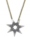 Starring role. You'll steal the show in this dramatically dazzling star pendant necklace from BCBGeneration. Adorned with sparkling crystals, it's crafted in a combination of antique gold tone and oxidized silver tone mixed metal. Approximate length: 30 inches. Approximate drop: 2-1/4 inches.