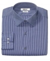 In an always-crisp navy stripe, this dress shirt from DKNY is the right way to enliven your suit.