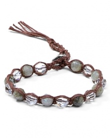 Chan Luu wraps up the boho luxe look with this leather bracelet, accented by a free-spirited mix of labradorite semi-precious stones and Swarovski crystals.