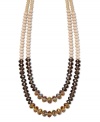 Shift your look into chic neutrals. c.A.K.e. by Ali Khan necklace features two graduated rows of multicolored champagne glass beads with a mixed metal clasp. Approximate length: 24 inches + 3-1/4-inch extender.