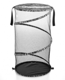 Makes your laundry day! A flexible design that collapses at a moment's notice is the perfect companion for small spaces, dorm rooms & busy homes. Made of a breathable mesh with a zebra trim, this hamper is a clean & simple way to sort and store your dirty laundry. 1-year warranty.