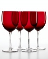 Bold basics. A standout shade and dishwasher durability make this set of Sadie Red all-purpose drinking glasses a refreshing pick-me-up at the casual table. From The Cellar.