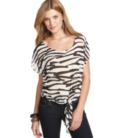 Shake-up your stock of tops with this number from One Clothing that sports a tie hem and a super striking print!