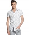 Change you pattern this season. Put away the plaids and put on this short-sleeved shirt from INC International Concepts.