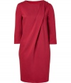 Simple and chic, Cacharels draped dress guarantees a flawless effortless edge to your look - Rounded neckline, 3/4 sleeves, folded shoulder detail, side slit pockets, kick pleat - Softly draped fit - Wear with boots and totes, or dress up with clutches and heels