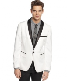 Seeking out a sharp new jacket? Mission accomplished with this shawl lapel blazer from American Rag. Seeking out a sharp new jacket? Mission accomplished with this shawl lapel blazer from American Rag.
