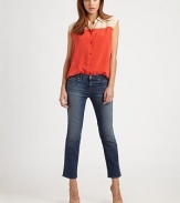 Faded denim in hip-slung silhouete cropped just above the ankle.THE FITFitted through hips and thighsRise, about 8Inseam, about 27THE DETAILSZip flyFive-pocket style92% cotton/7% polyester/1% spandexMachine washMade in USAModel shown is 5'8½ (174cm) wearing US size 4.