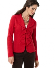 Boiled wool gives structure to this cozy blazer from Charter Club. Pair it with a scoopneck tee and corduroy pants for laid-back style this season! Boiled wool gives structure to this cozy blazer from Charter Club. Pair it with a scoopneck tee and corduroy pants for laid-back style this season!