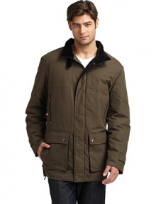 THE LOOKBreathable water and wind-resistant fabricCorduroy-lined stand collar with buckle accentZip and snap closureDual zip pocketsInner pocketsDual flap pocket with snap closuresZip-out removable liningDrawstring hemTHE FITAbout 32 from shoulder to hemTHE MATERIALCotton/polyester/nylonFully linedCARE & ORIGINDry cleanImported THE LOOKBreathable water and wind-resistant fabricCorduroy-lined stand collar with buckle accentZip and snap closureDual zip pocketsInner pocketsDual flap pocket with snap closuresZip-out removable liningDrawstring hemTHE FITAbout 32 from shoulder to hemTHE MATERIALCotton/polyester/nylonFully linedCARE & ORIGINDry cleanImported