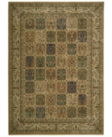 An artful presence with timeless Persian influence. This exquisitely ornate area rug is abound in beautiful beige tones, made from Nourison's own Opulon(tm) yarns for a densely woven pile with long-lasting color retention and durability. An artful presence with timeless Persian influence. This exquisitely ornate area rug is abound in beautiful beige tones, made from Nourison's own Opulon(tm) yarns for a densely woven pile with long-lasting color retention and durability.