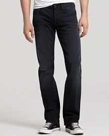 With the look and fit of an old favorite, the Dustin straight leg jean in black rinse provides the basis for a solid everyday look. With the look and fit of an old favorite, the Dustin straight leg jean in black rinse provides the basis for a solid everyday look.