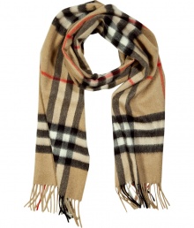 Finish your look on an iconic note with Burberry Londons giant check scarf, detailed in brushed cashmere for luxuriously cozy results - Fringing at both ends - Wear inside over bright knit sweaters, or outdoors over classic coats with leather gloves Finish your look on an iconic note with Burberry Londons giant check scarf, detailed in brushed cashmere for luxuriously cozy results - Fringing at both ends - Wear inside over bright knit sweaters, or outdoors over classic coats with leather gloves