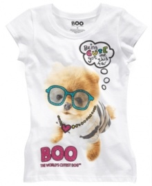 Add some cute flair to her school style with this adorably nerdy Boo tee. Add some cute flair to her school style with this adorably nerdy Boo tee.