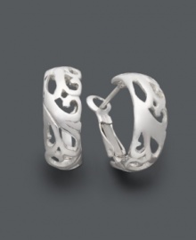 When you're looking for a little extra excitement -- try some non-traditional hoops. Giani Bernini's unique design adds a little flair with a cut-out swirl design in sterling silver. Approximate diameter: 3/4 inch. When you're looking for a little extra excitement -- try some non-traditional hoops. Giani Bernini's unique design adds a little flair with a cut-out swirl design in sterling silver. Approximate diameter: 3/4 inch.