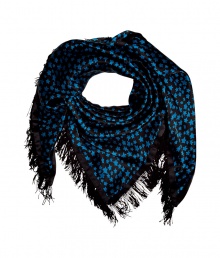 Add a celestially-inspired accent to any ensemble with Steffen Schrauts chic black and blue silk foulard - Stylish star print and elegant black fringe trim - Perennially cool triangular style ideal for knotting or draping at the neck - Pair with everything from a t-shirt and leather jacket or a cashmere pullover to a solid knit dress and blazer Add a celestially-inspired accent to any ensemble with Steffen Schrauts chic black and blue silk foulard - Stylish star print and elegant black fringe trim - Perennially cool triangular style ideal for knotting or draping at the neck - Pair with everything from a t-shirt and leather jacket or a cashmere pullover to a solid knit dress and blazer
