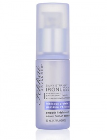 This weightless serum wraps each hair strand with concentrated smoothing agents and fights humidity, frizz and curl all day for sleek and shiny hair. For best results: Apply 1-2 pumps and spread through dry hair. For especially unruly hair, combine with the Ironless Straightening Balm on wet hair before blow drying. 1.7 oz. This weightless serum wraps each hair strand with concentrated smoothing agents and fights humidity, frizz and curl all day for sleek and shiny hair. For best results: Apply 1-2 pumps and spread through dry hair. For especially unruly hair, combine with the Ironless Straightening Balm on wet hair before blow drying. 1.7 oz.