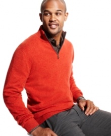 Bask in the simple and luxurious with the lightweight touch of this refined cashmere sweater from Club Room. Bask in the simple and luxurious with the lightweight touch of this refined cashmere sweater from Club Room.
