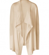 Super soft in a cool shade of desert heather, Steffen Schrauts ribbed sleeve open cardigan is an effortless choice for causal looks - Flat knit trim, ribbed long sleeves, open draped front with - Fitted - Wear with a tissue tee, skinnies and flats