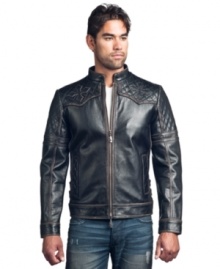 Rock this Affliction jacket for a legendarily cool look this season. Rock this Affliction jacket for a legendarily cool look this season.