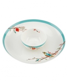 Make your favorite snacks sing with the Chirp chip and dip from Lenox Simply Fine. Adorned with the beloved birds and florals of Chirp dinnerware and in oven-safe bone china, it's an irresistible addition to any serveware collection. Modular pieces make prep and cleanup a breeze. Qualifies for Rebate Make your favorite snacks sing with the Chirp chip and dip from Lenox Simply Fine. Adorned with the beloved birds and florals of Chirp dinnerware and in oven-safe bone china, it's an irresistible addition to any serveware collection. Modular pieces make prep and cleanup a breeze. Qualifies for Rebate