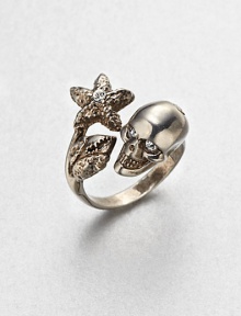 Dazzling crystals embellish this edgy skull and claw design. BrassCrystalsWidth, about .75Made in Italy Dazzling crystals embellish this edgy skull and claw design. BrassCrystalsWidth, about .75Made in Italy