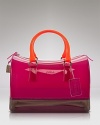 Furla makes the color block trend look extra sweet with this rubber satchel. The brand's signature style comes ready to play in coolly contrasting hues, for the perfect take on poppy accessorizing.