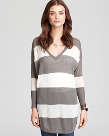 Get in line this season with Joie's striped sweater, a trend-right update to every woman's basics collection. Get in line this season with Joie's striped sweater, a trend-right update to every woman's basics collection.