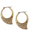 Jaw-dropping fashion, by BCBGeneration. These classic hoop earrings feature added bite with a shark fin design highlighted with pave crystal accents. Crafted in gold tone mixed metal. Approximate drop: 1-1/2 inches.