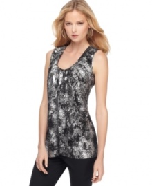 MICHAEL Michael Kors metallic-printed top shines as a top pick for parties and nights out on the town. Pair with skinny black pants or dark jeans and your favorite heels. (Clearance) MICHAEL Michael Kors metallic-printed top shines as a top pick for parties and nights out on the town. Pair with skinny black pants or dark jeans and your favorite heels. (Clearance)