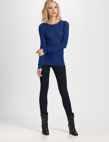 The essential crewneck crafted from a soft knit finished with a hint of Lurex.CrewneckLong sleevesPullover styleAbout 27 from shoulder to hem68% viscose/32% LurexDry cleanImported