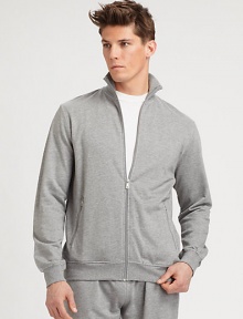 EXCLUSIVELY OURS. The ultimate choice for casual weekend style, in plush cotton with a high stand collar.Zip frontStand collarFront slash pocketsBanded cuffs and hemAbout 28 from shoulder to hemCotton/modalHand washImported EXCLUSIVELY OURS. The ultimate choice for casual weekend style, in plush cotton with a high stand collar.Zip frontStand collarFront slash pocketsBanded cuffs and hemAbout 28 from shoulder to hemCotton/modalHand washImported