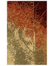 Featuring an up-close leaf image in beautiful brushstrokes, this Momeni area rug is a true Impressionist masterpiece. Every element is brought to life in an autumn color palette, hand-tufted in India from incredibly soft New Zealand wool. Featuring an up-close leaf image in beautiful brushstrokes, this Momeni area rug is a true Impressionist masterpiece. Every element is brought to life in an autumn color palette, hand-tufted in India from incredibly soft New Zealand wool.