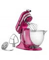 A dynamic kitchen companion, this stand mixer takes on any mixing job with professional power, and utilizes a unique tilting head design for easily bowl and content removal. One-year warranty. Model KSM155.