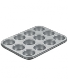 Make the morning memorable! Showoff your best baking skills with this heavy-gauge aluminized steel muffin pan, which heats evenly and features a nonstick finish that knows when to let go & how to clean up quick & easy. A dishwasher-safe design eliminates any bother after baking, plus the thick rolled edges on the pan prevent warping for a lifetime of use. Lifetime warranty. Make the morning memorable! Showoff your best baking skills with this heavy-gauge aluminized steel muffin pan, which heats evenly and features a nonstick finish that knows when to let go & how to clean up quick & easy. A dishwasher-safe design eliminates any bother after baking, plus the thick rolled edges on the pan prevent warping for a lifetime of use. Lifetime warranty.