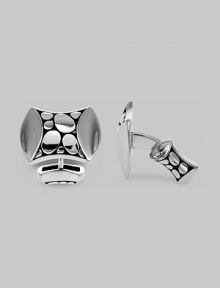 Superior sartorial classics, crafted with a modern edge in sterling silver. From the Kali Collection Sterling silver T-backing About ½ diam. Made in Bali Superior sartorial classics, crafted with a modern edge in sterling silver. From the Kali Collection Sterling silver T-backing About ½ diam. Made in Bali