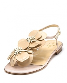 kate spade new york goes floral with the Faylyn sandals, covered in dramatic leather flowers crafted in neutral hues, practically begging to spur a fashionable garden party.